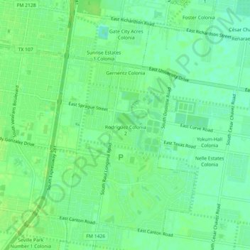 Rodríguez Colonia topographic map, elevation, terrain