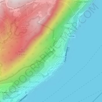 Sacro Monte di Ghiffa topographic map, elevation, terrain