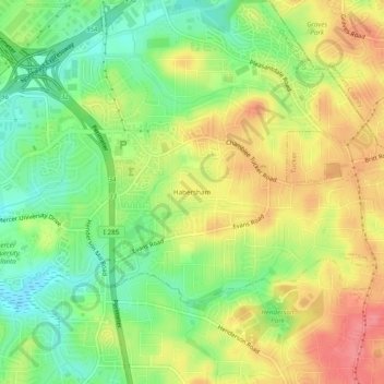 Habersham topographic map, elevation, terrain