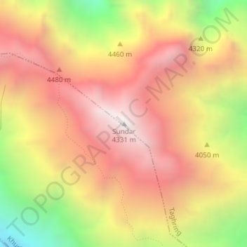 Sundar topographic map, elevation, terrain