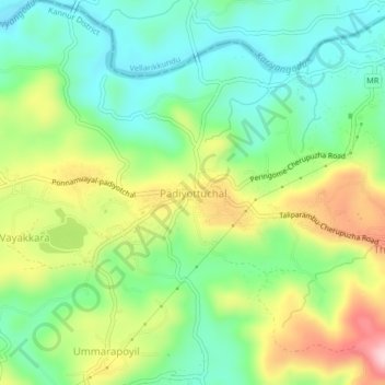 Padiyottuchal topographic map, elevation, terrain