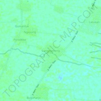 Sungegeneng topographic map, elevation, terrain