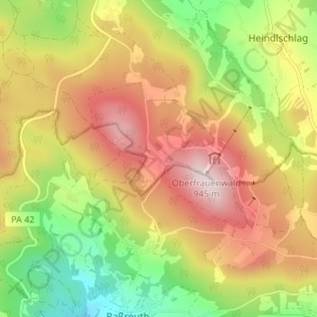 Oberfrauenwald topographic map, elevation, terrain