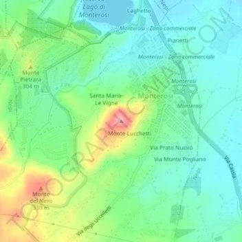 Monte Lucchetti topographic map, elevation, terrain
