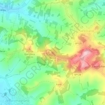 Monte Bosso topographic map, elevation, terrain
