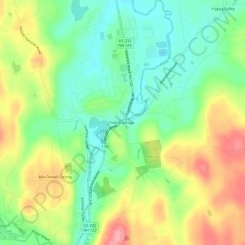 North Village topographic map, elevation, terrain