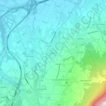 Moisin topographic map, elevation, terrain