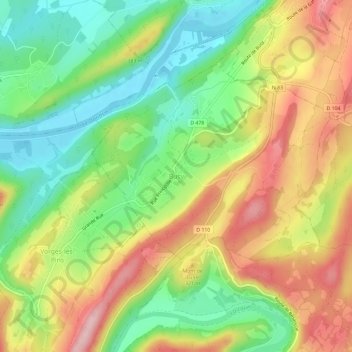 Busy topographic map, elevation, terrain