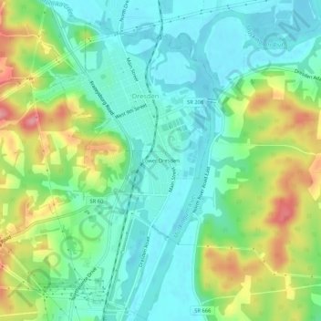 Lower Dresden topographic map, elevation, terrain