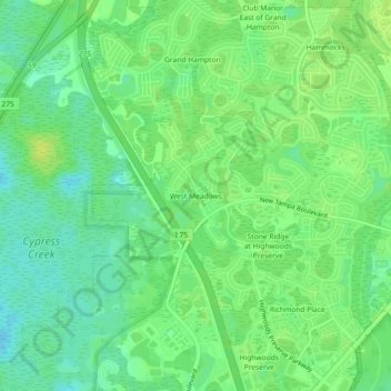 West Meadows topographic map, elevation, terrain