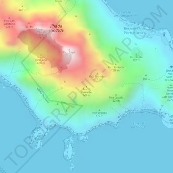 Morro Vermelho topographic map, elevation, terrain
