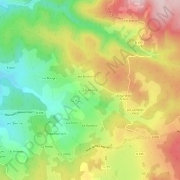 Les Raviers topographic map, elevation, terrain