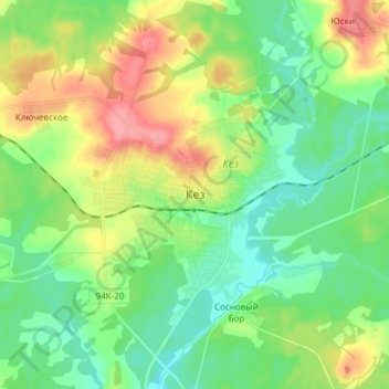 Кез topographic map, elevation, terrain