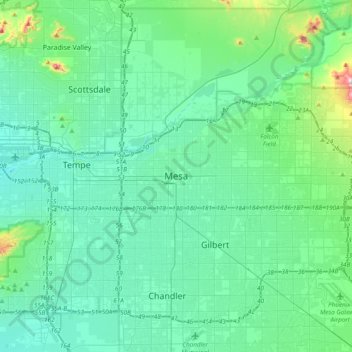 Mesa topographic map, elevation, terrain