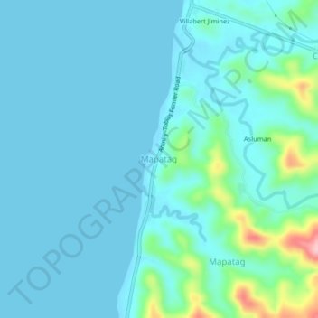 Mapatag topographic map, elevation, terrain
