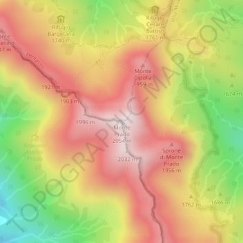 Monte Prado topographic map, elevation, terrain