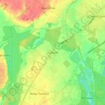 Tuchom topographic map, elevation, terrain