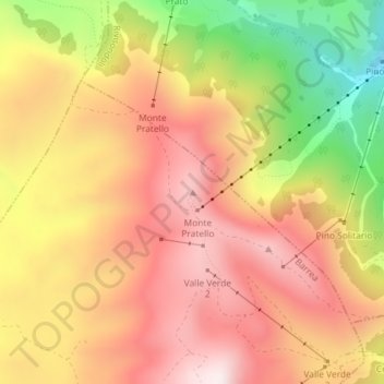 Monte Pratello topographic map, elevation, terrain