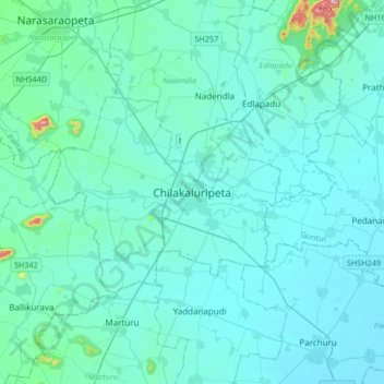 Chilakaluripet topographic map, elevation, terrain