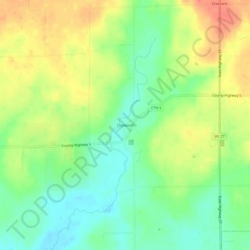 Drywood topographic map, elevation, terrain