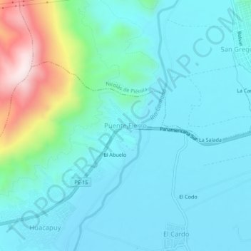 Puente Fierro topographic map, elevation, terrain