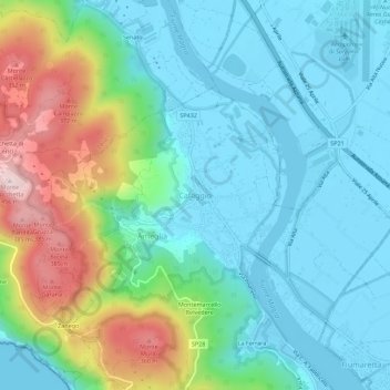 Cafaggio topographic map, elevation, terrain