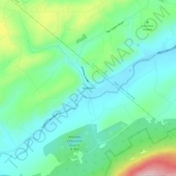 Andreas topographic map, elevation, terrain