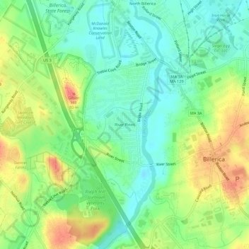 River Pines topographic map, elevation, terrain