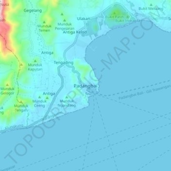 Padangbai topographic map, elevation, terrain