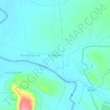 Kalligudda topographic map, elevation, terrain