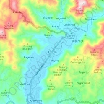 Lorok topographic map, elevation, terrain
