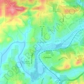 North Canton topographic map, elevation, terrain
