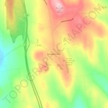 Randolph Center topographic map, elevation, terrain