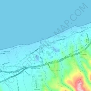 Fondachello topographic map, elevation, terrain