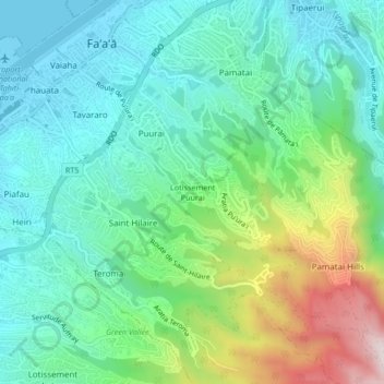 Lotissement Puurai topographic map, elevation, terrain