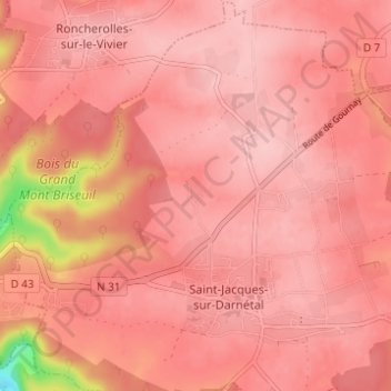 Bellevue topographic map, elevation, terrain