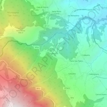 Gabbiano topographic map, elevation, terrain