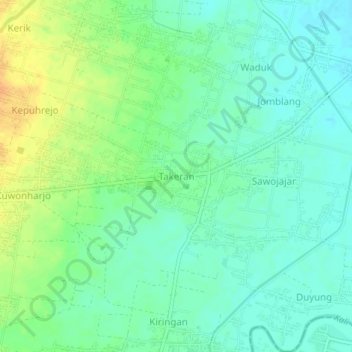 Takeran topographic map, elevation, terrain