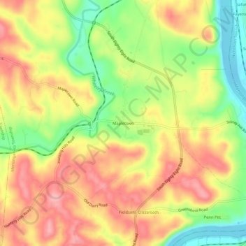 Mapletown topographic map, elevation, terrain