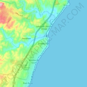Scottburgh topographic map, elevation, terrain