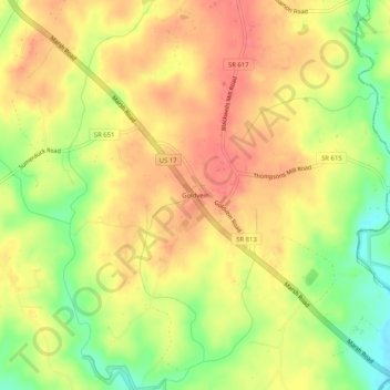 Goldvein topographic map, elevation, terrain
