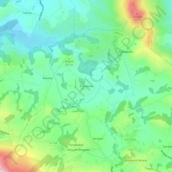 Antxarteta topographic map, elevation, terrain