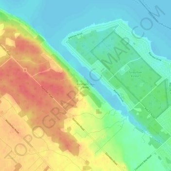 Buckham's Bay West topographic map, elevation, terrain