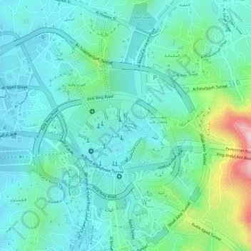 Al Marwah topographic map, elevation, terrain