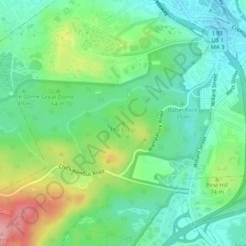 The Crags topographic map, elevation, terrain