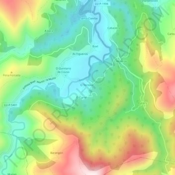 Piquín topographic map, elevation, terrain
