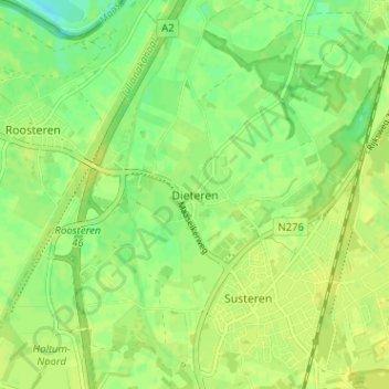 Dieteren topographic map, elevation, terrain