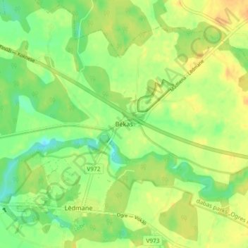 Bekas topographic map, elevation, terrain