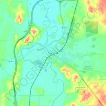 Seymour topographic map, elevation, terrain