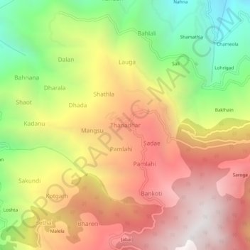 Thanadhar topographic map, elevation, terrain